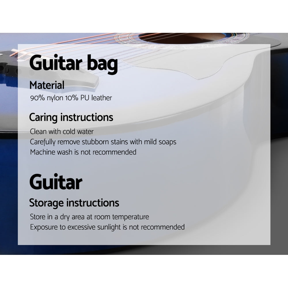 Alpha 38 Inch Acoustic Guitar Wooden Body Steel String Blue