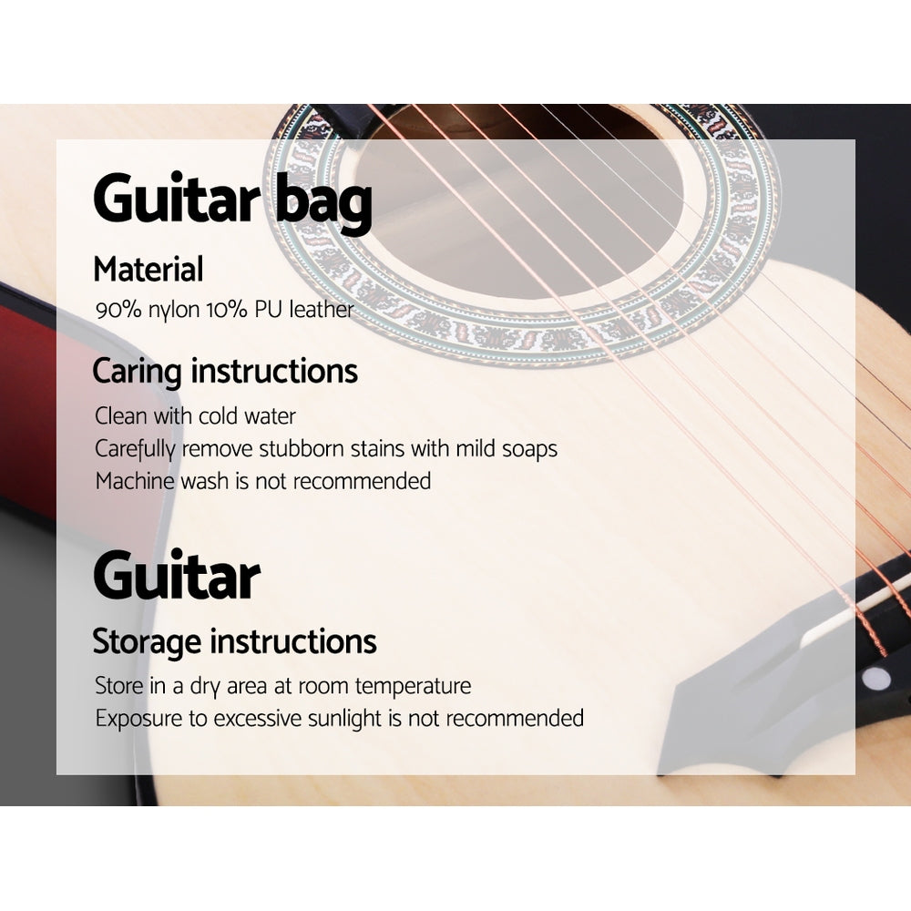 Alpha 38 Inch Acoustic Guitar Wooden Body Steel String Full Size