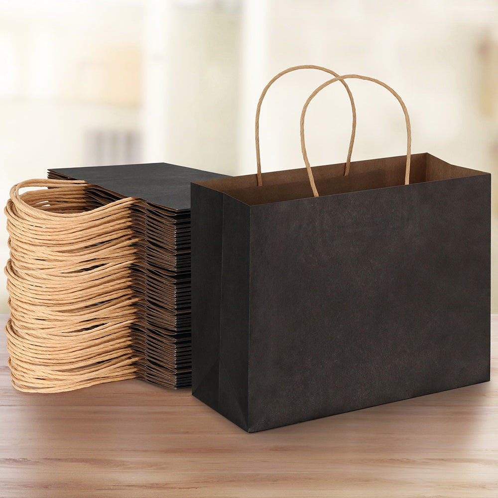 Paper Bags Shopping Retail Gift Soft Handle Black (50Pce)