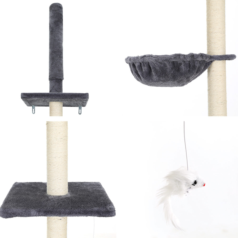 i.Pet Cat Tree 260cm Tower Scratching Post Floor to Ceiling Dark Grey