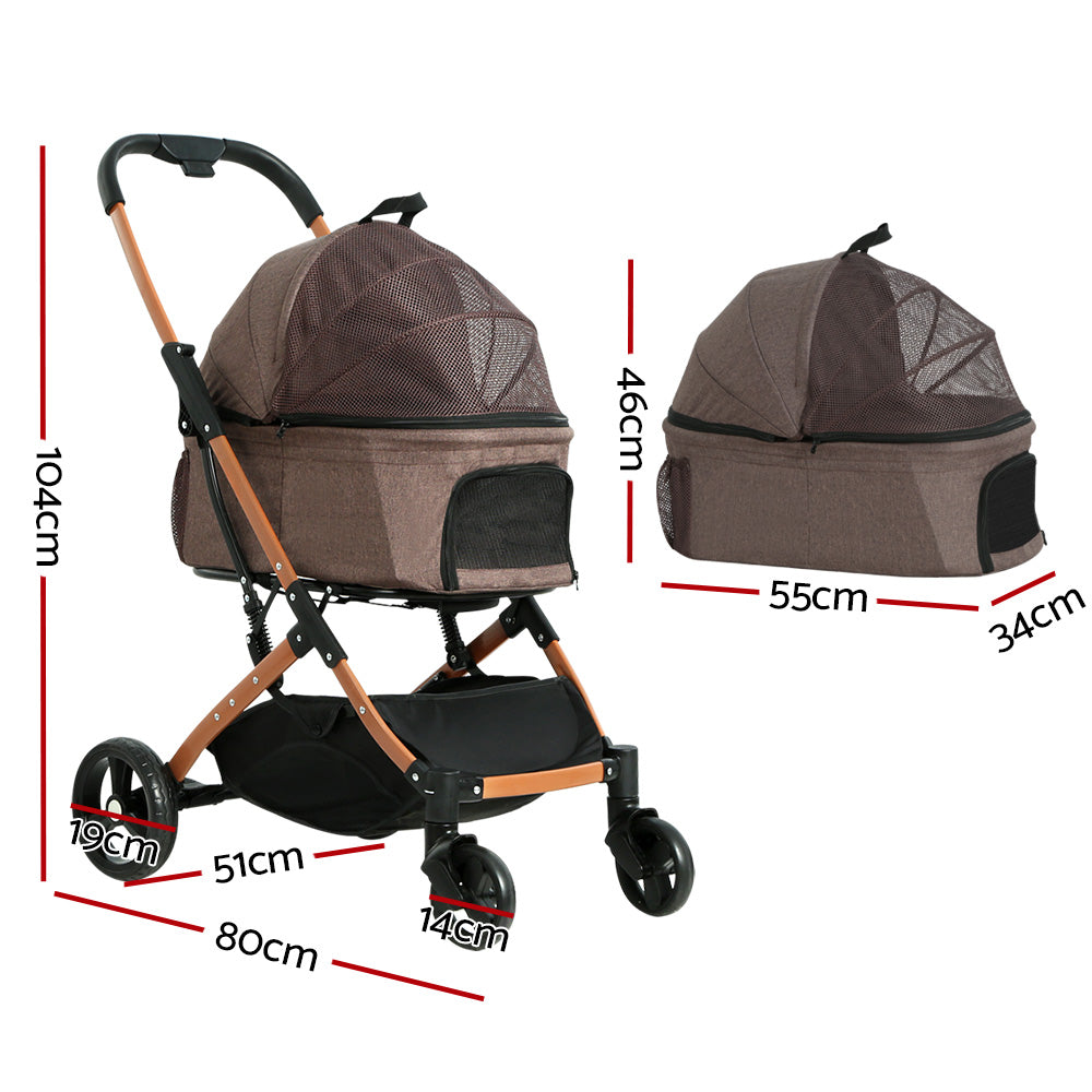 i.Pet Pet Stroller Dog Pram Large Cat Carrier Foldable 4 Wheels