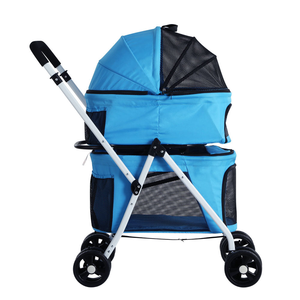 i.Pet Pet Stroller Dog Pram Large Cat Carrier Foldable 4 Wheels Double
