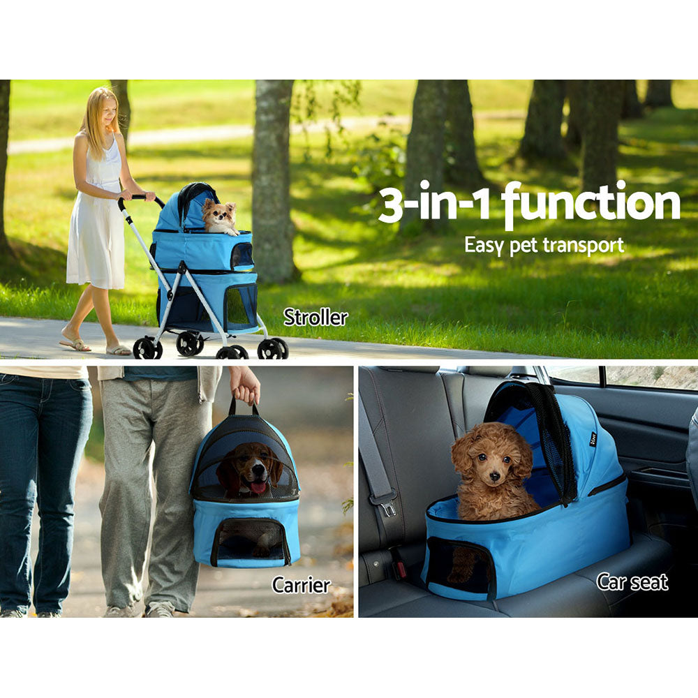 i.Pet Pet Stroller Dog Pram Large Cat Carrier Foldable 4 Wheels Double