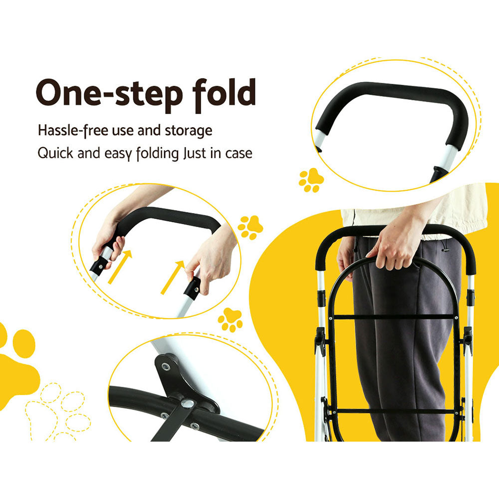 i.Pet Pet Stroller Dog Pram Large Cat Carrier Foldable 4 Wheels Double