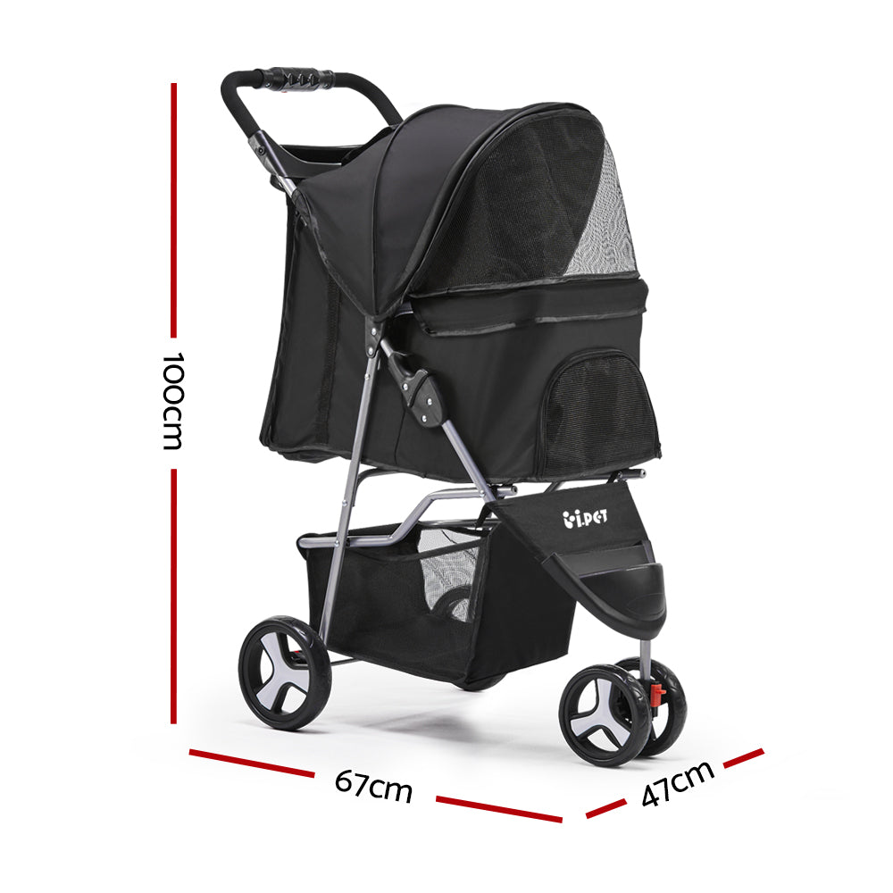 i.Pet Pet Stroller Dog Pram Cat Carrier Large Pushchair Foldable 3 Wheels