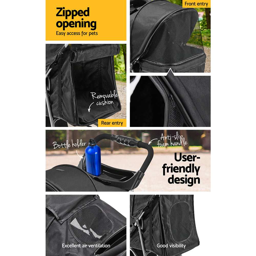 i.Pet Pet Stroller Dog Pram Cat Carrier Large Pushchair Foldable 3 Wheels