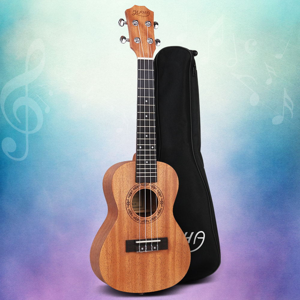 Alpha 23" Ukulele Natural Mahogany Beginner Gift w/ Carry Bag