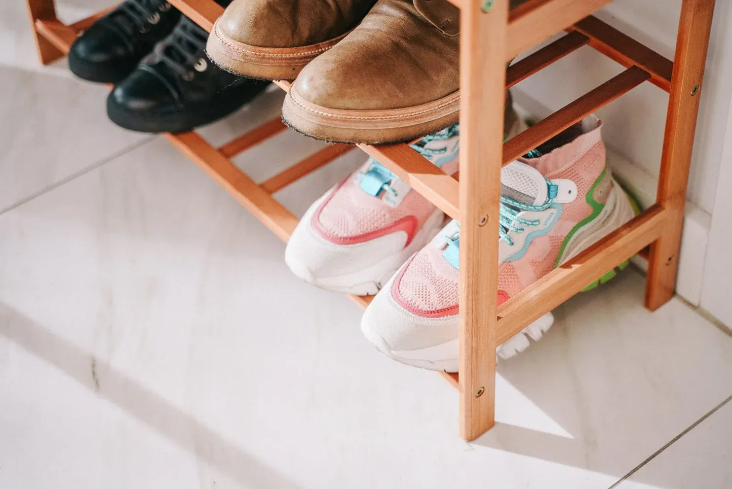 Bamboo 3 Tiers Layers Storage Shoe Rack & Organiser