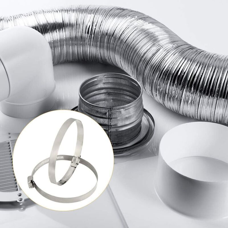 4 pcs Stainless Steel Hose Clamps - Adjustable For Fixing Flexible Hoses (141Mm-165Mm)