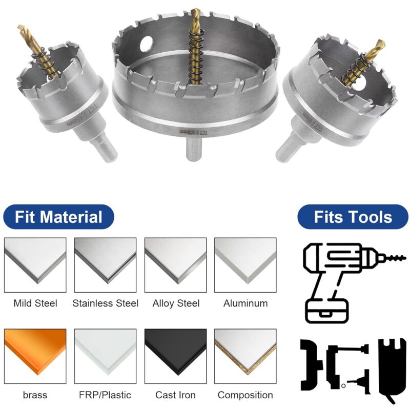 Bi-Metal Hole Saw, 45Mm Industrial Grade Stainless Steel Tct Carbide