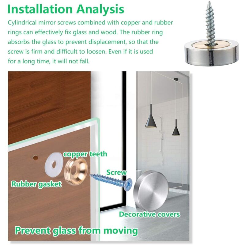 Brushed Stainless Steel Screws with Decorative Caps For Mirrors