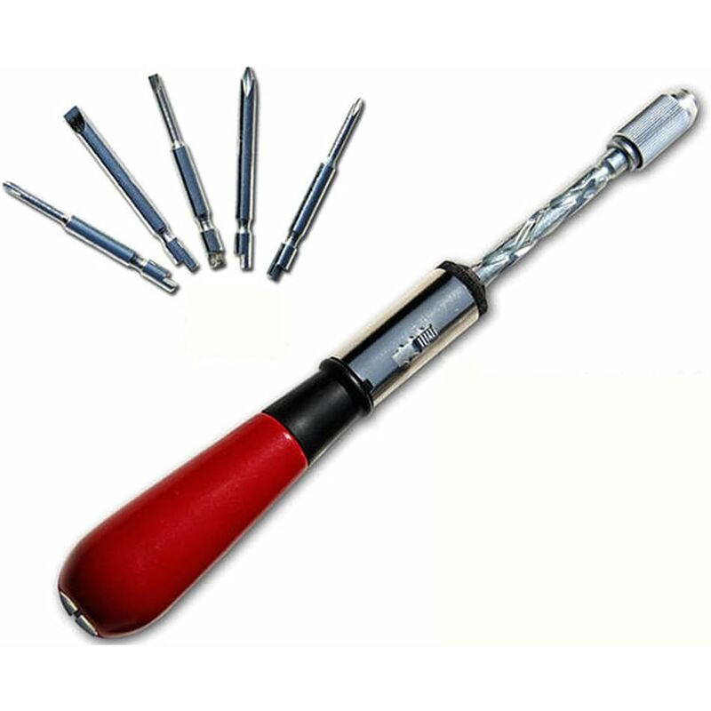 Spiral Screwdriver, Push Pull Ratchet Screwdriver, 6 In 1 Push Pull Ratchet Screwdriver Set Semi-Automatic Press Type