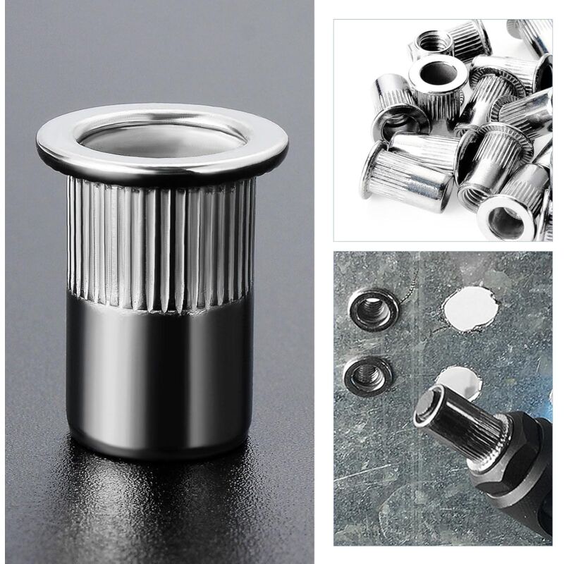100 pcs M6 Stainless Steel Rivet Nuts Flat Thread Rivet Nuts