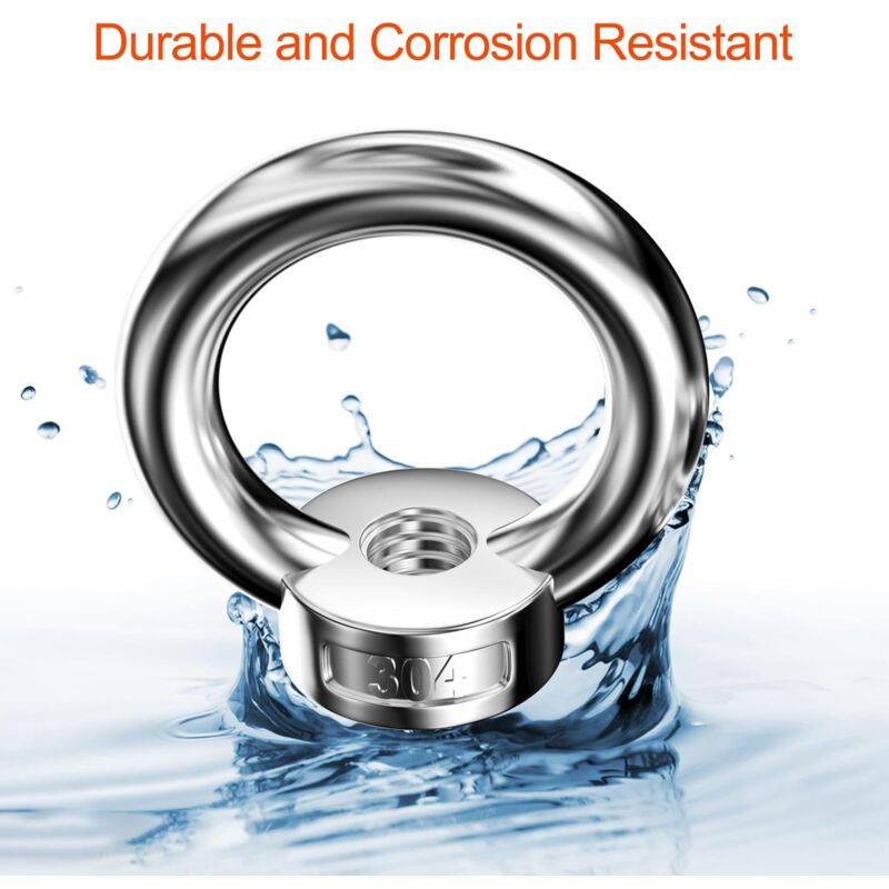 12 pcs Ring Nut, 304 Stainless Steel Ring Nuts, M8 Eye Nut, Eye Nuts, Lifting Rings, Eye Bolt For Lifting Accessories