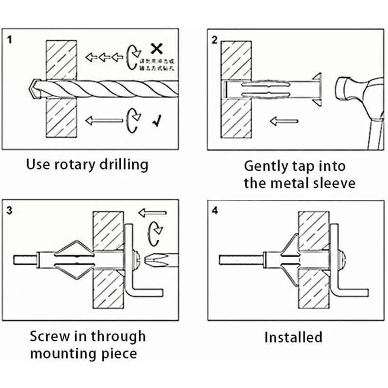 150 Pieces Plasterboard Anchors, Plasterboard Anchors With Screws, Plasterboard Wall Fixings, Hollow Wall Fixings, For