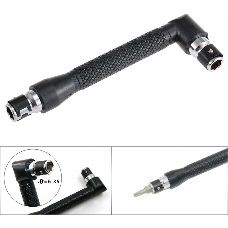 L-Shaped Socket Wrench Set - 1/4" Screwdriver And Bits - L-Shaped Extension Handle - Double Head Hex Socket Wrench For