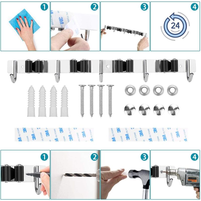 Stainless Steel Wall Mounted Broom Holder