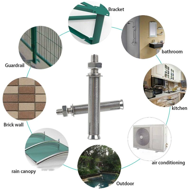 M6X100Mm Hex Expansion Bolts 304 Stainless Steel Expansion Screws Heavy Duty Concrete Anchors Fixing Screws For Wall