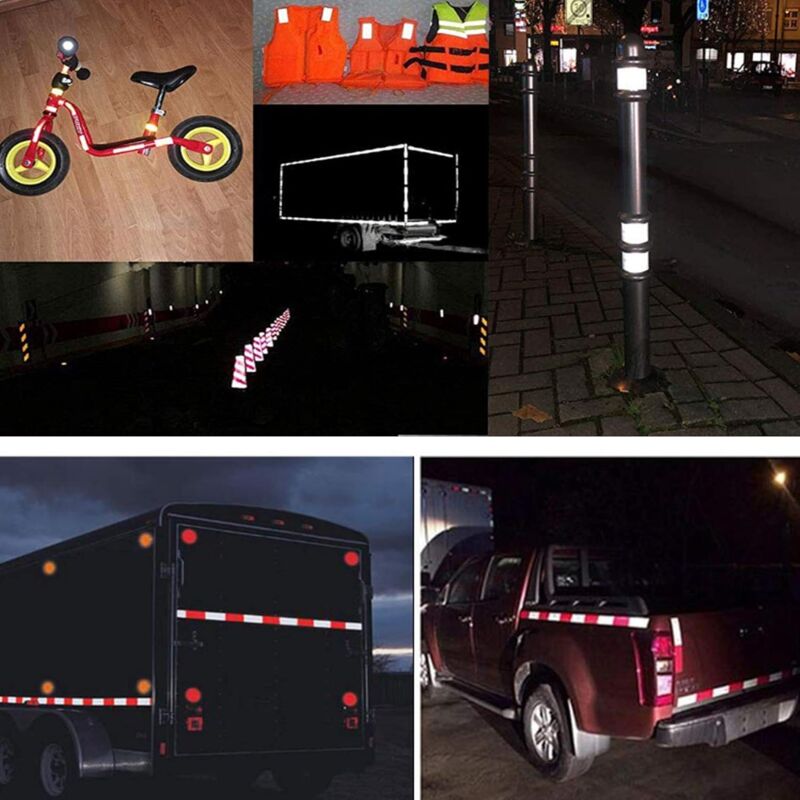 2 pcs Reflective Tape Safety Warning Reflective Sticker Film White Red, Fluorescent Safety Tape Sticker For Night
