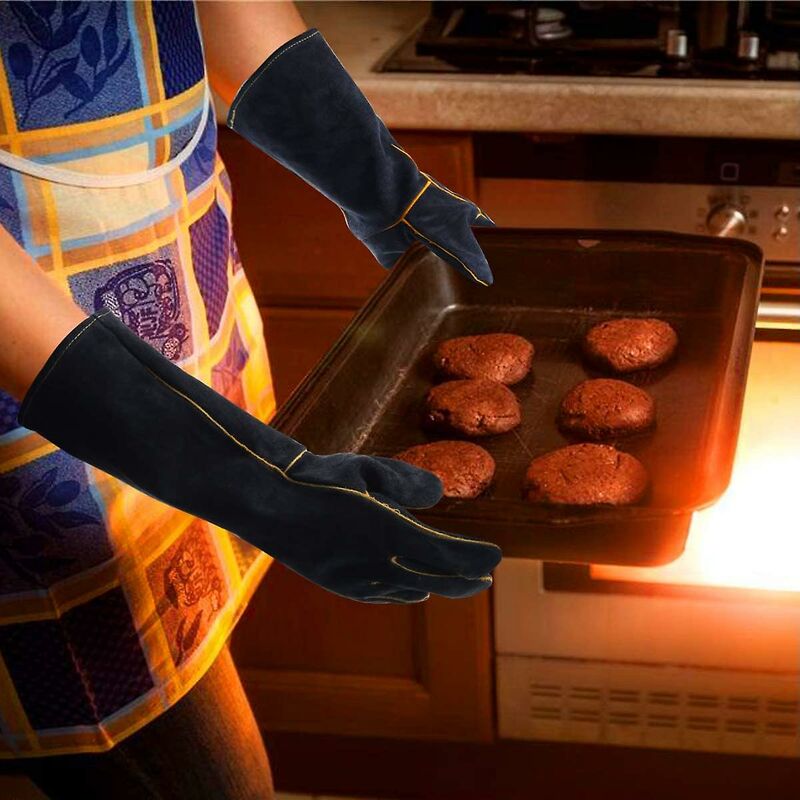 Leather Welding Gloves 932°F High Temperature Work Gloves For Welding Bbq Kitchen Baking Oven Gardening
