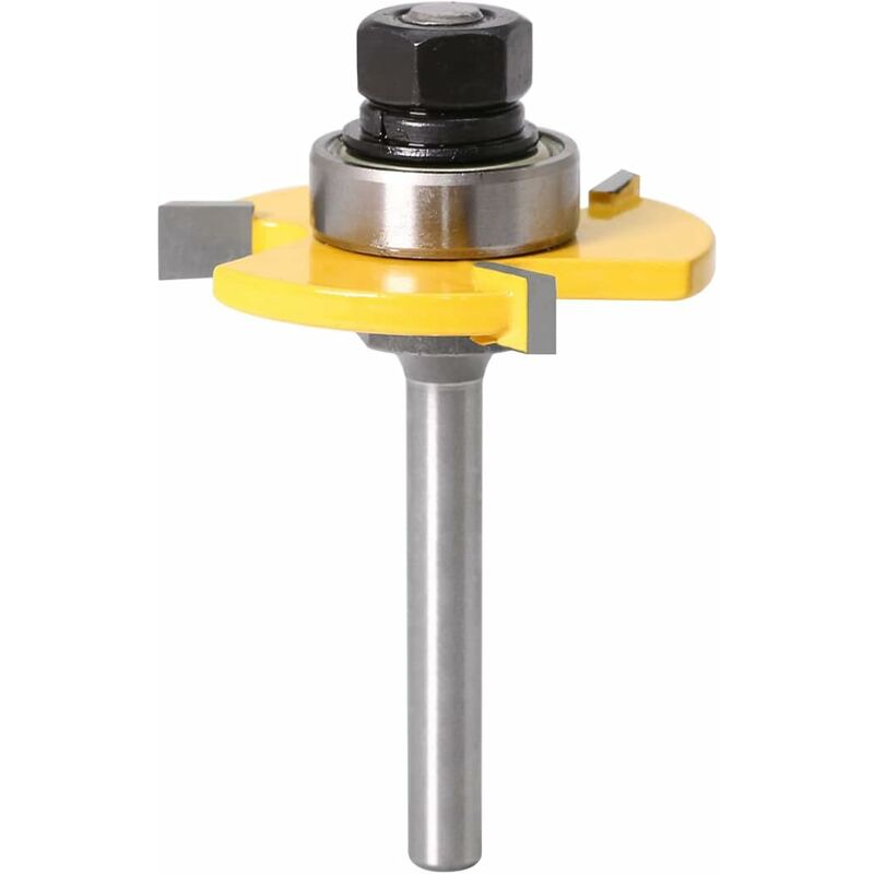 6Mm Shank Matched Tongue And Groove ROuter Bit Set 3 Teeth T Shape Wood Cutter Cutting Woodworking Tool (6Mm)