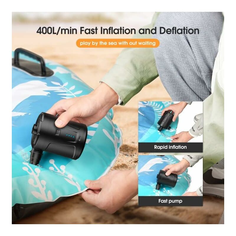 Electric Air Pump, 5000Mah Rechargeable Battery, Inflatable Mattress