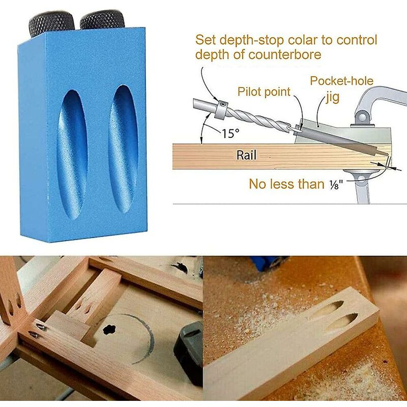 15 Degree Angle Drilling Kit For Wood With Guide Template Drill Bits And Holes 6/8/10Mm