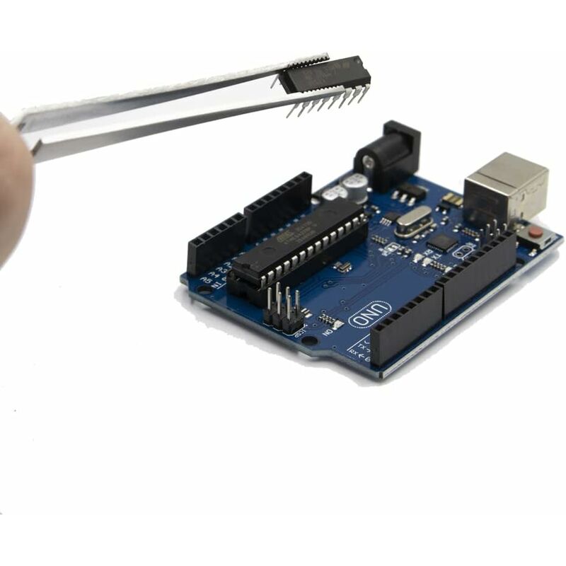 Industrial Precision Welding Tweezers With Fiber Handle Cross Tweezer Fine Tip Straight Stainless Steel For Electronic