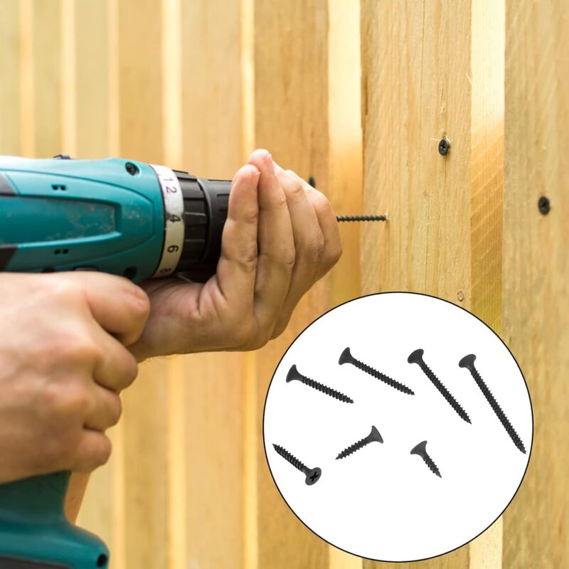 220 pcs Self Tapping Wood Screws, Black Cross Flat Head Self Drilling Screw, Metal Screws For Drywall Furniture - M3.5