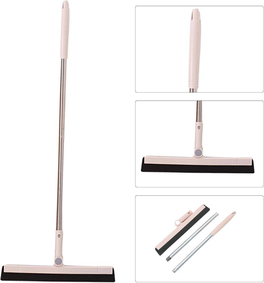 95 cm Floor Scraper with Telescopic Handle, Rotatable for Wet and Dry Use, Compatible with Floors Tiles Windows and Showers, Beige