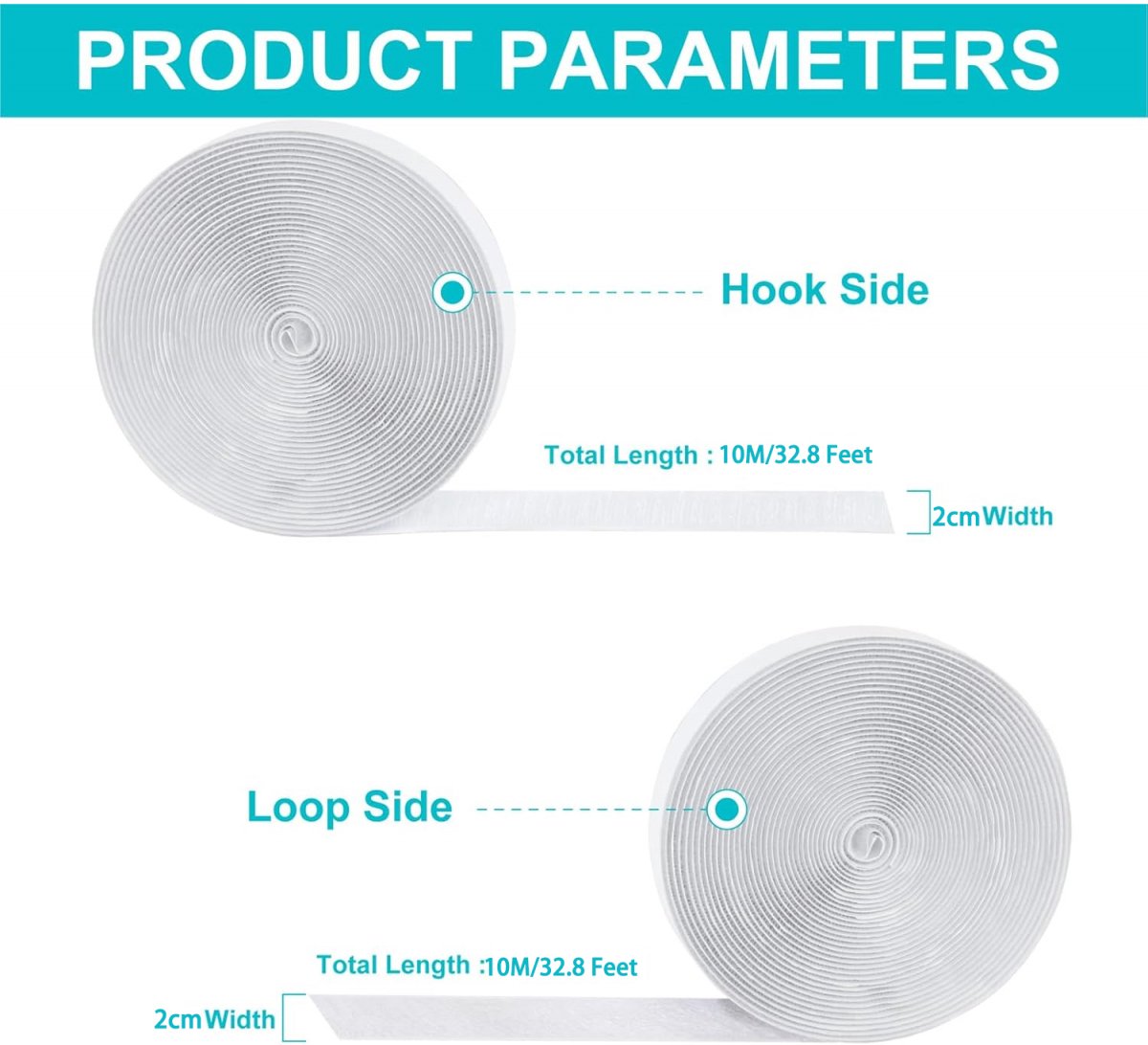 20 mm*10 m - Velcro - self-adhesive tape - reusable tape