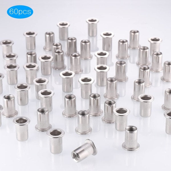 60pcs 304 Stainless Steel Rivet Nut M8 Flat Head Blind Nut Threaded Rivet Nut Rivet Nut