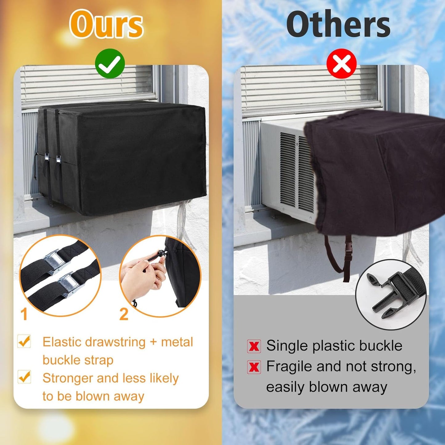 Air Conditioner Covers for Window Units - 3 Layers Insulation Outside