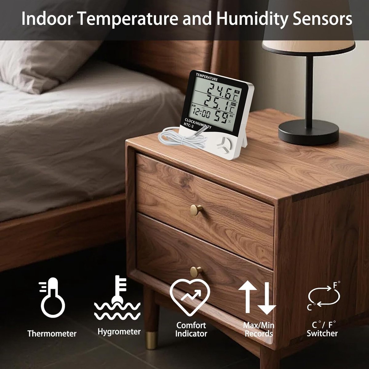 HTC-2 Indoor/Outdoor Temperature/Hygrometer - Digital Temperature