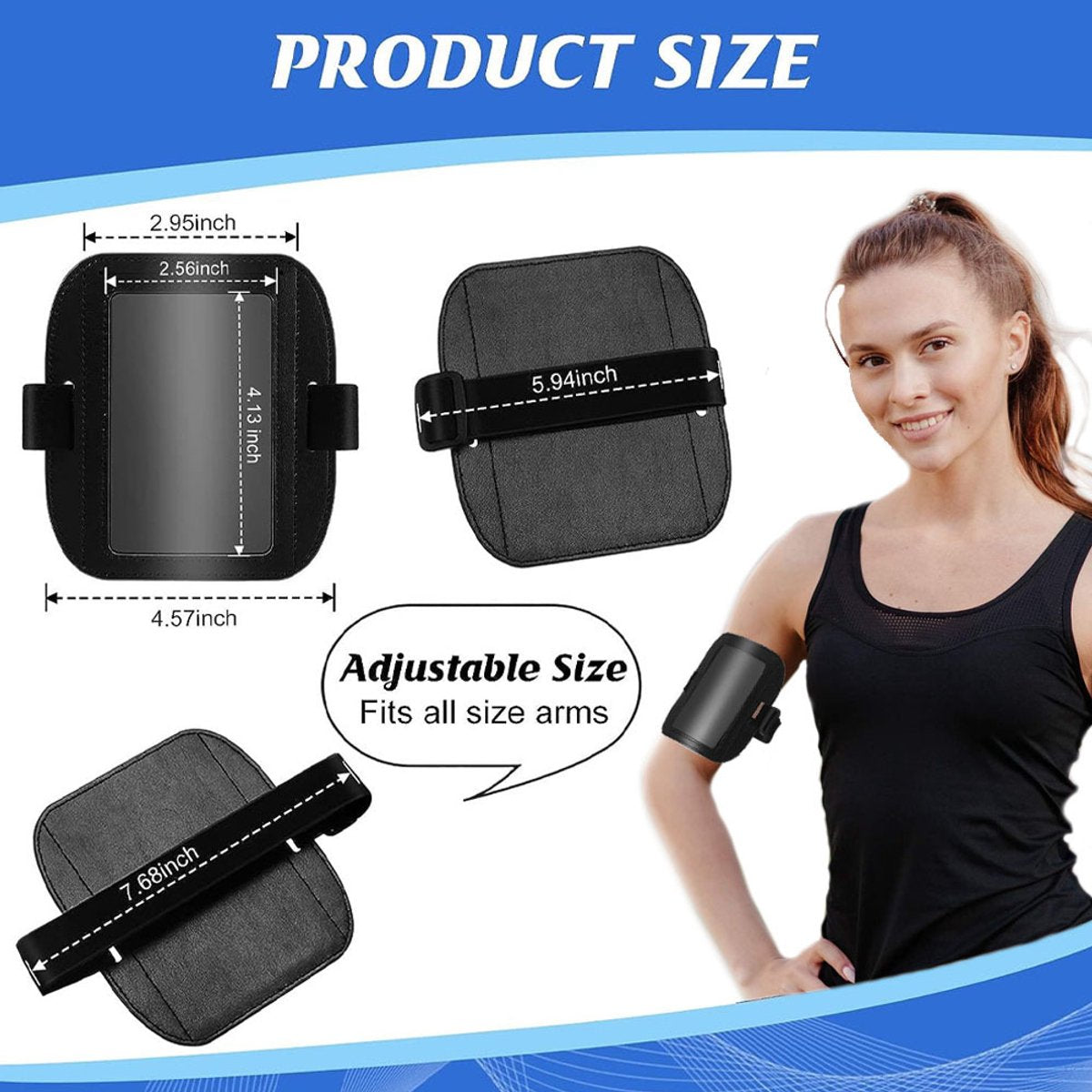 Card Holder - Arm ID Holder - Horizontal - PU Card Holder - Black