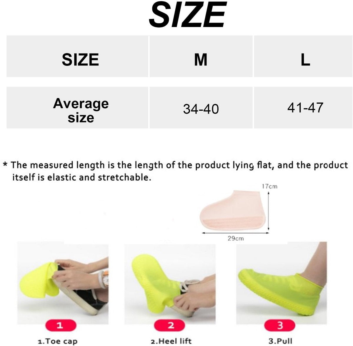 Overshoes - 1 Pair - Waterproof Silicone Overshoes - Reusable, Non-slip