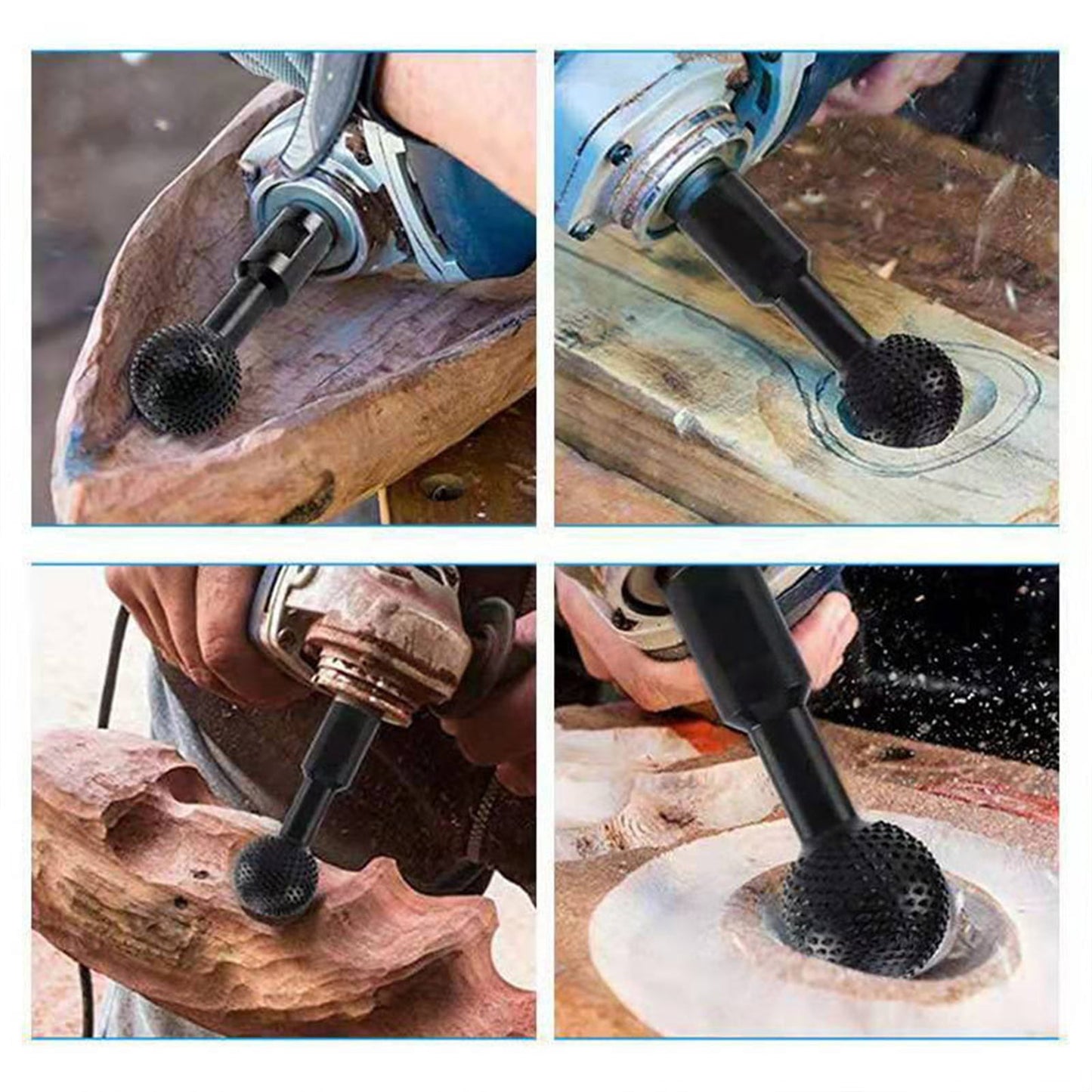 JWDX, 1 Grinding Head Woodworking Sphere Burr File Wood Carving Spherical Polishing Grinding for Head Cutter Wood Carving Kit for Beginners Power Tools Machine Computerized One Size Black