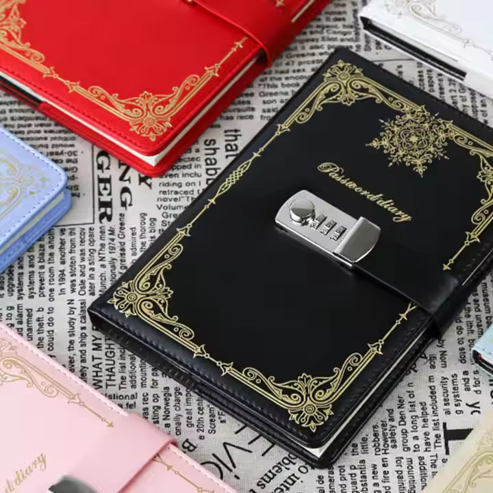 Diary - Journal - White diary with lock - password book - A5 Notebook