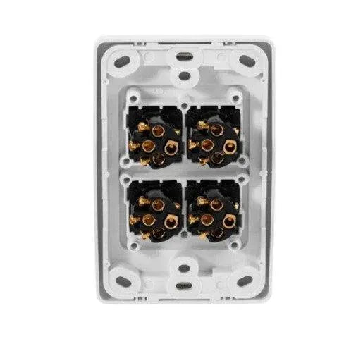 Clipsal Switch 2000 Series 4 Gang Vertical 250V 10A White 2034VA-WE