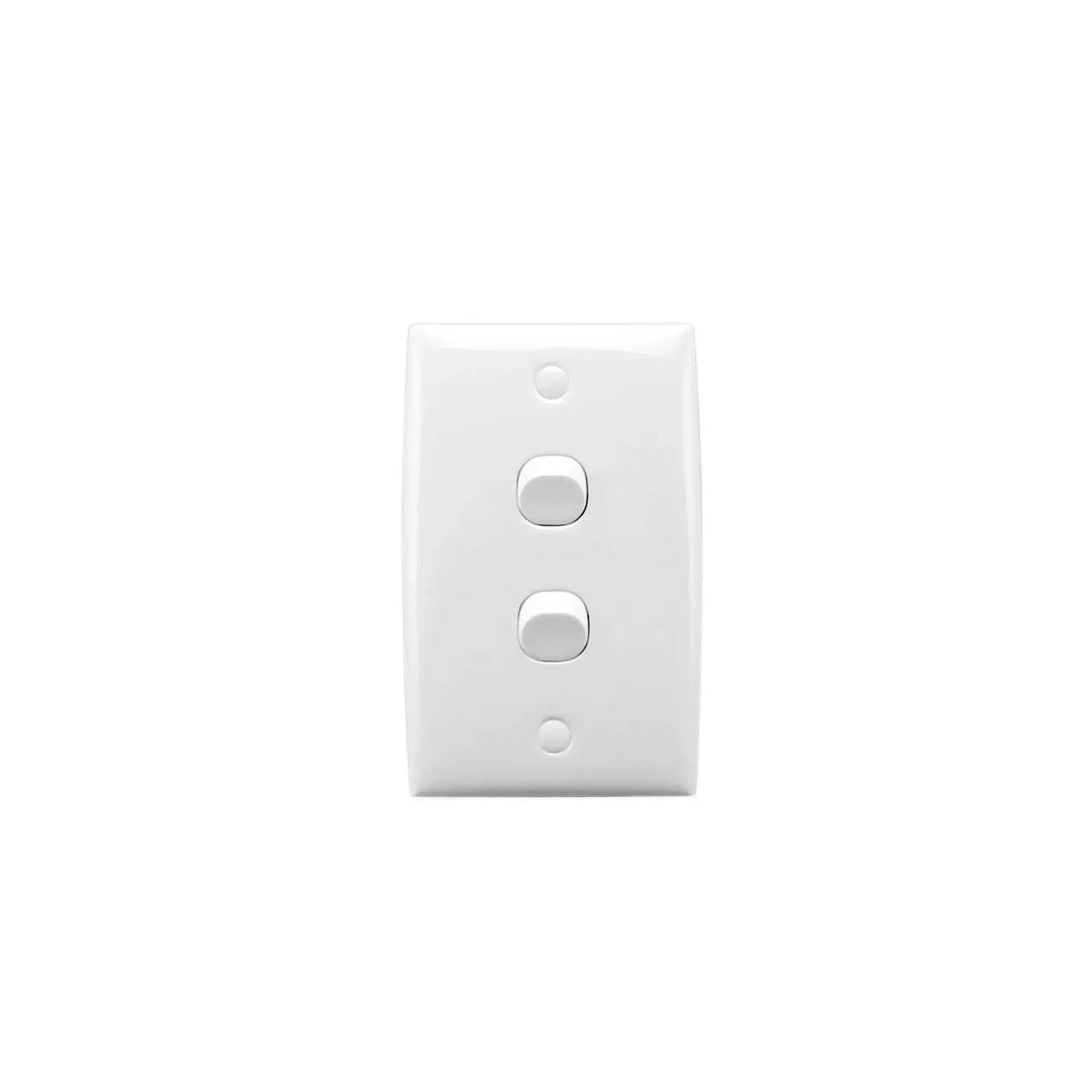 Clipsal Switch Flush Mount Rocker Standard 2 Gang 10A/AX 250V 1/2 Way Vertical White | 32VAWE