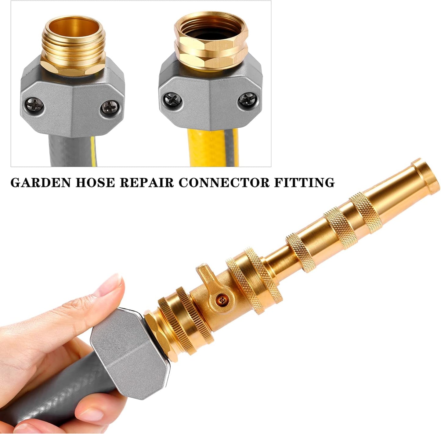 Male and Female Coupling, Fits All 5/8-Inch and 3/4-Inch Garden Hose