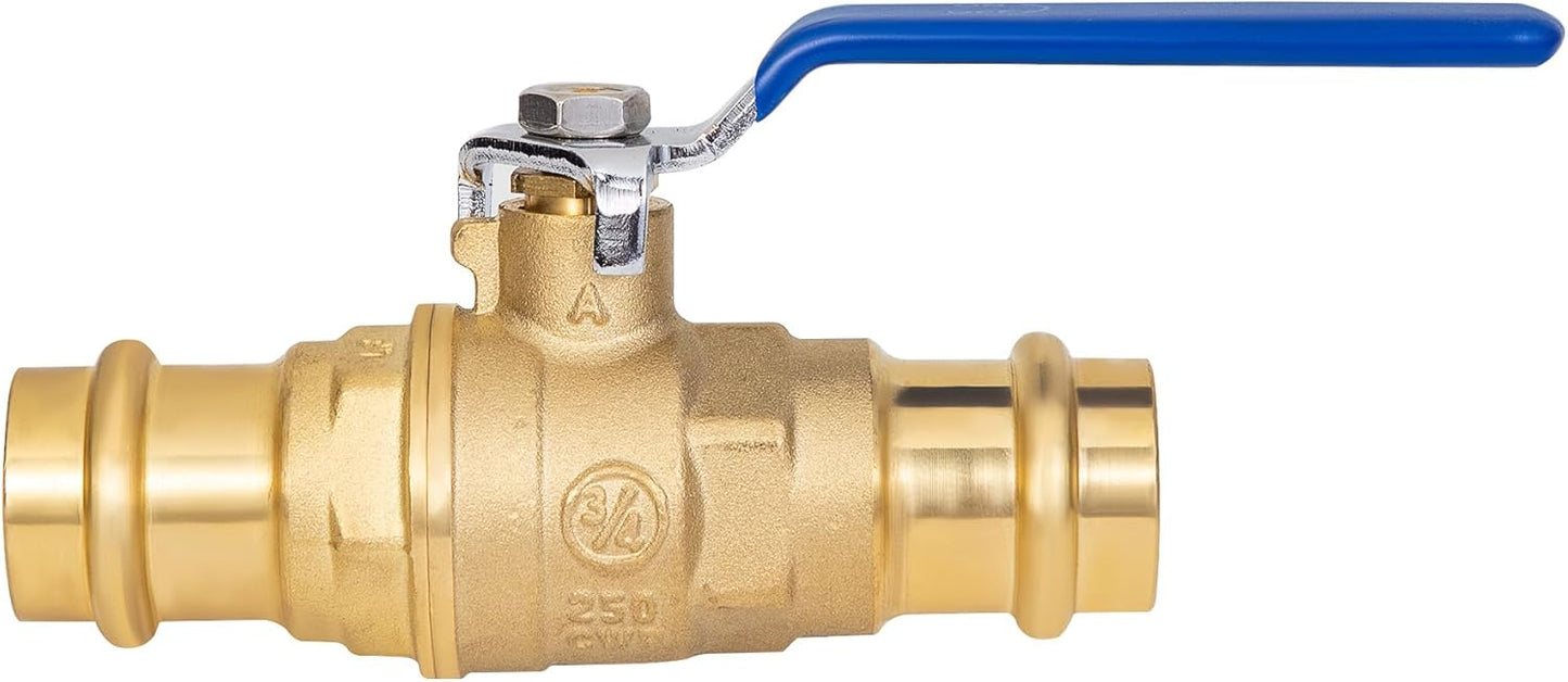 3/4 in Lead-Free Press Ball Valve,Press into 3/4"Copper Tubing Connection