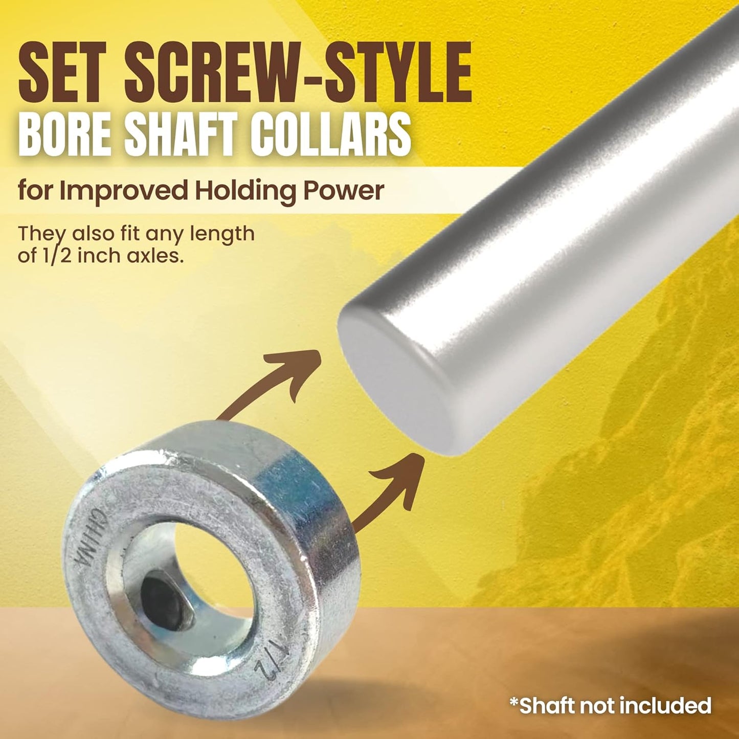 (2+4 Pack) 1/2" x 36" Zinc Plated Steel Rods and 1/2" Bore Solid Steel Shaft Collars,