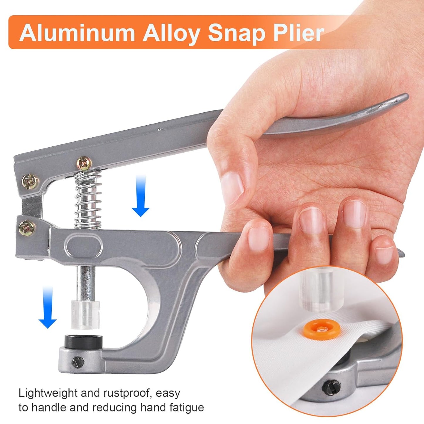 Single Hole Punch 1/4” Paper Hole Puncher for Crafts, One Hole Puncher + Snap Button Kit with Snaps Pliers, 240 Sets Plastic Snaps for Fabric