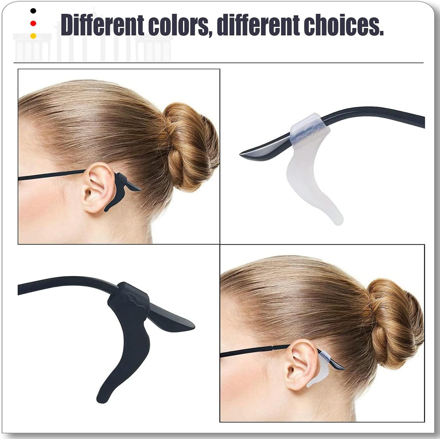 Eyeglass Ear Grips - 21 Pairs Glasses Anti-Slip, Comfortable Silicone Elastic Eyeglasses Temple Tips Sleeve Retainer, Prevent Eyewear Sunglasses Spectacles Glasses Slipping (Black-2)