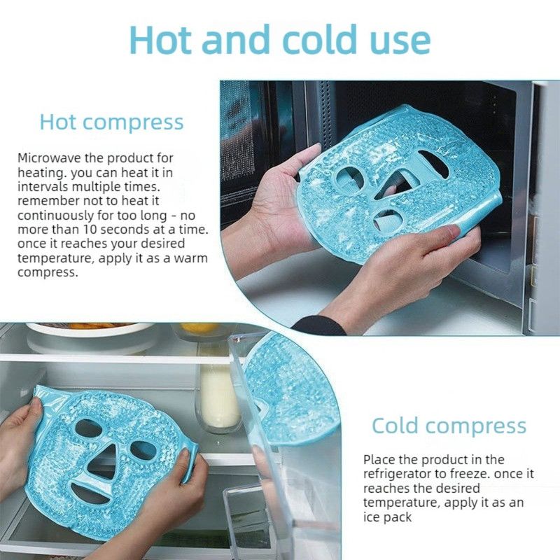 Gel Bead Hot & Cold Facial Mask & Eye Mask Set, Cooling and Heating Pack for Face and Eye Relief—Gray