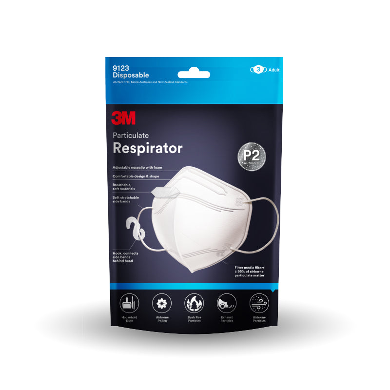 3M Disposable Mask P2 Respirator 9123EN-3, Pack of 3