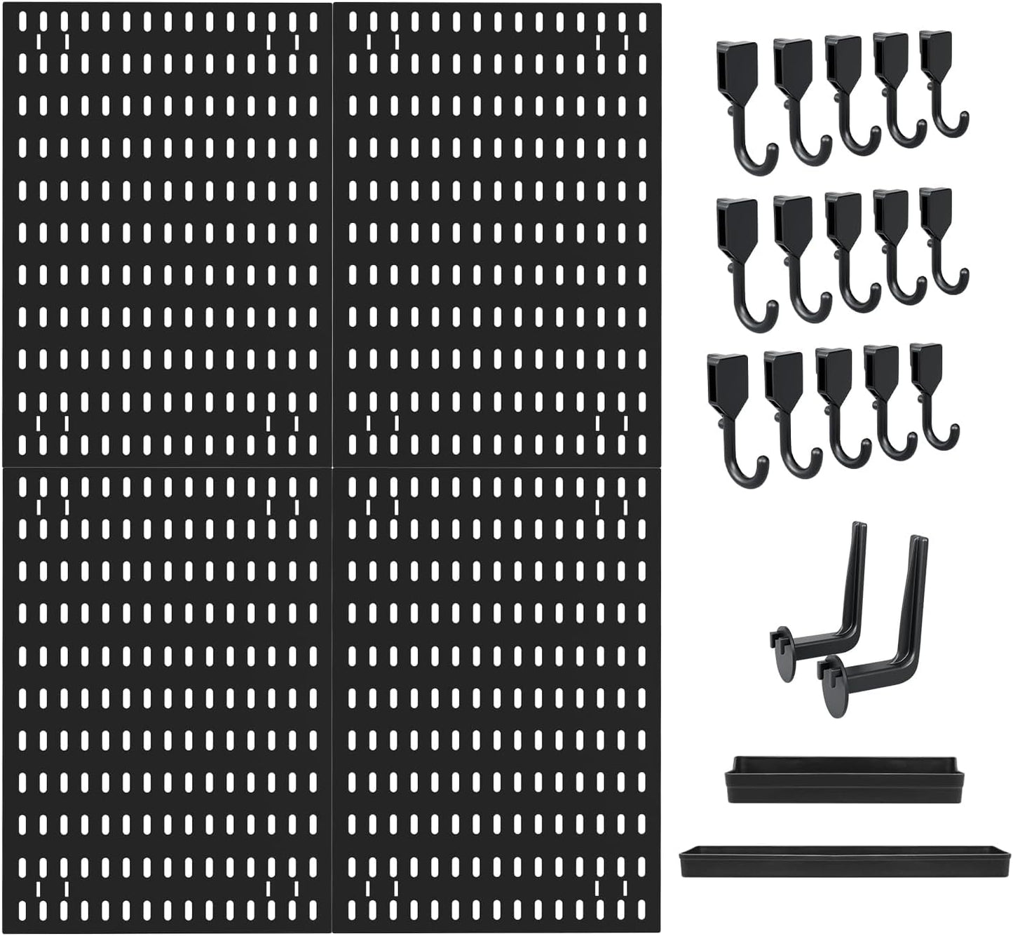 CARLA HOME Pegboard Wall Organizer Kit with 4 Modular Black