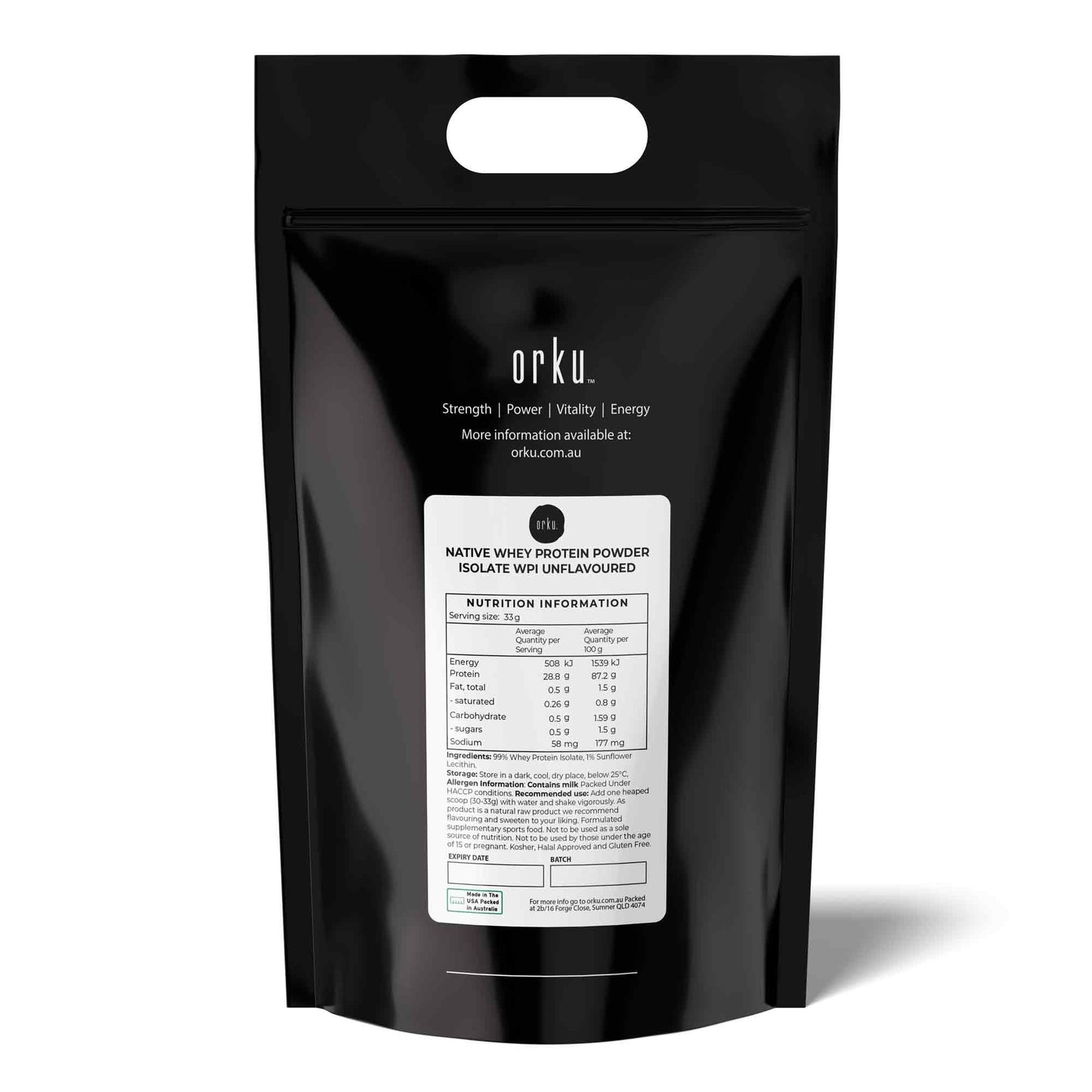 Orku 20Kg WPI Whey Protein Isolate Powder
