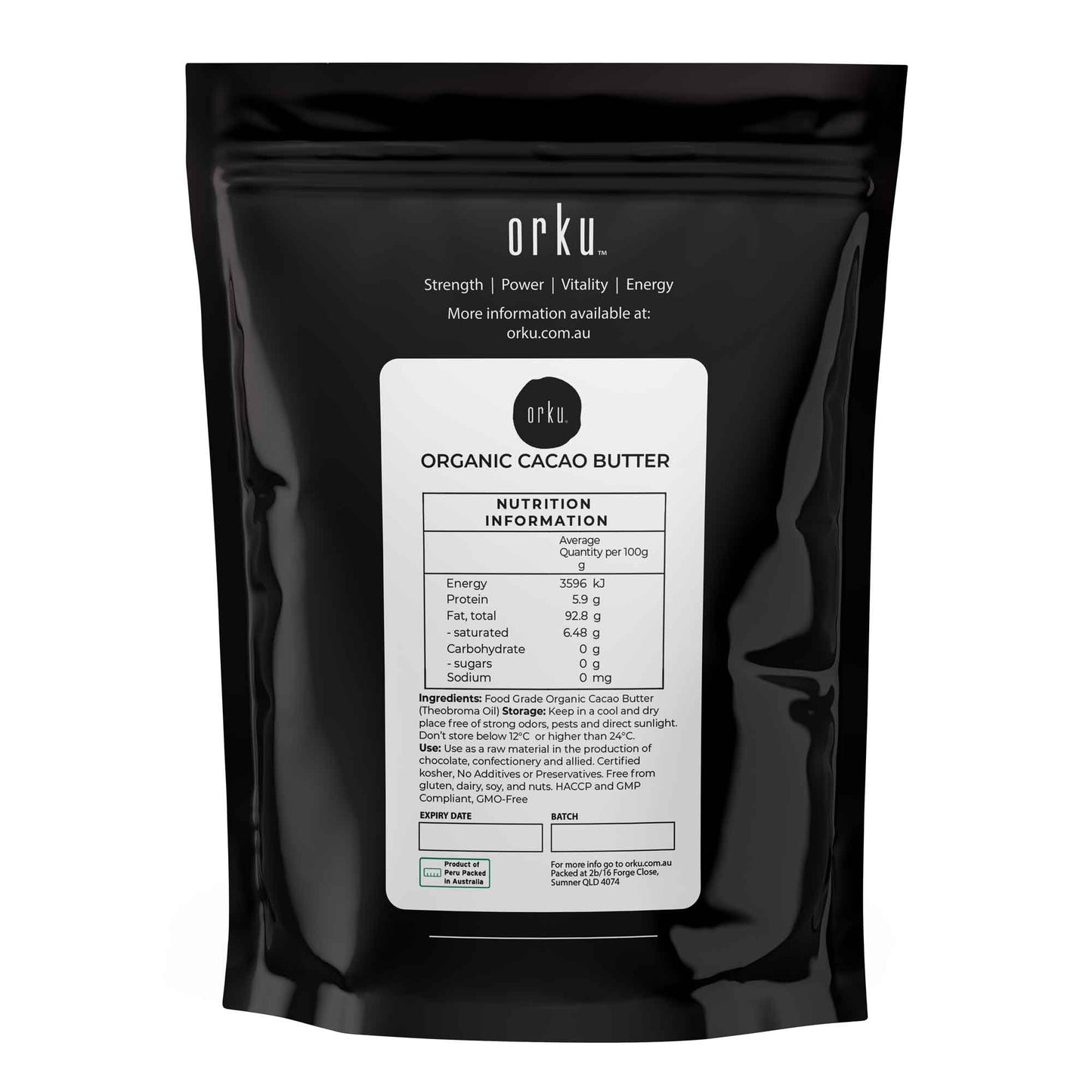 400g Organic Cacao Butter - Cold Pressed Raw Natural
